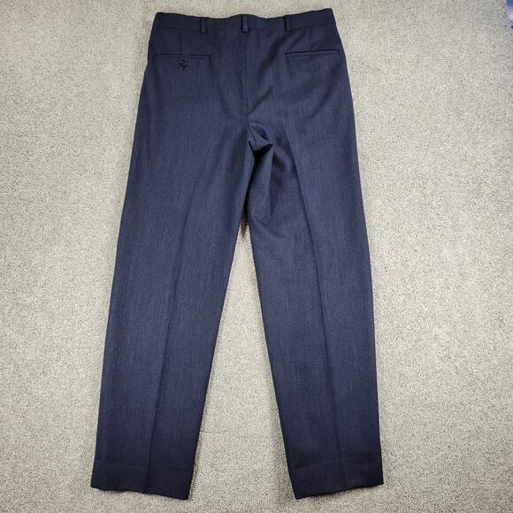 Vintage Burberrys Tuxedo Mens Blue Micro Herringbone Wool 3 Button Formal Suit - Picture 8 of 16
